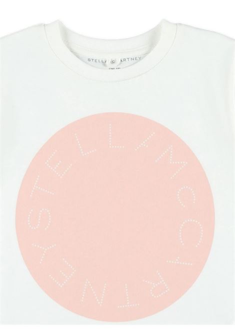 STELLA MCCARTNEY KIDS T-Shirt Bianca Con Logo Circolare Rosa - STELLA MCCARTNEY KIDS In Saldo