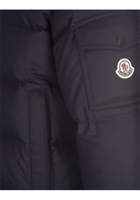 MONCLER Piumino Corto Vezere Blu Notte Con Cappuccio - MONCLER Spedizione gratuita