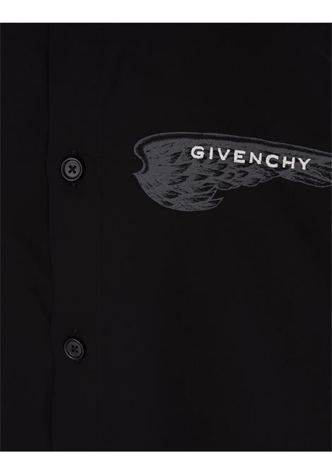 GIVENCHY Camicia Nera Con Stampa Logo Con Ali - GIVENCHY Black Friday