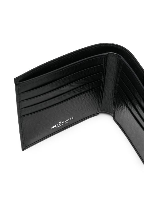 KITON Portafoglio Bi-Fold Nero Con Logo Argentato - KITON Offerta Giorno del Papà
