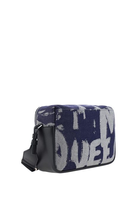 ALEXANDER MCQUEEN Borsa a Tracolla In Denim McQueen Graffiti Indaco - ALEXANDER MCQUEEN 2025