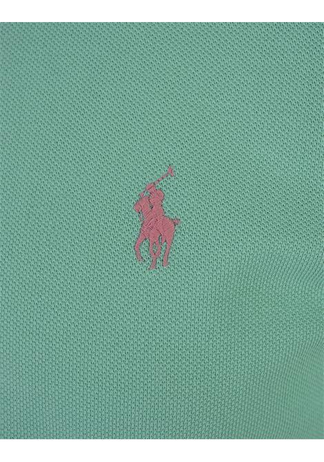 RALPH LAUREN Polo in Piquet Slim-Fit Verde Tramonto e Rosa - RALPH LAUREN Outlet
