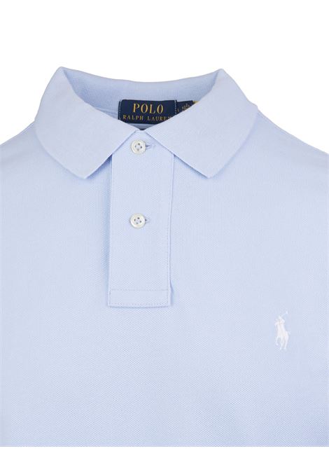 RALPH LAUREN Polo in Piquet Slim-Fit Azzurro Cielo e Bianca - RALPH LAUREN Hotsell