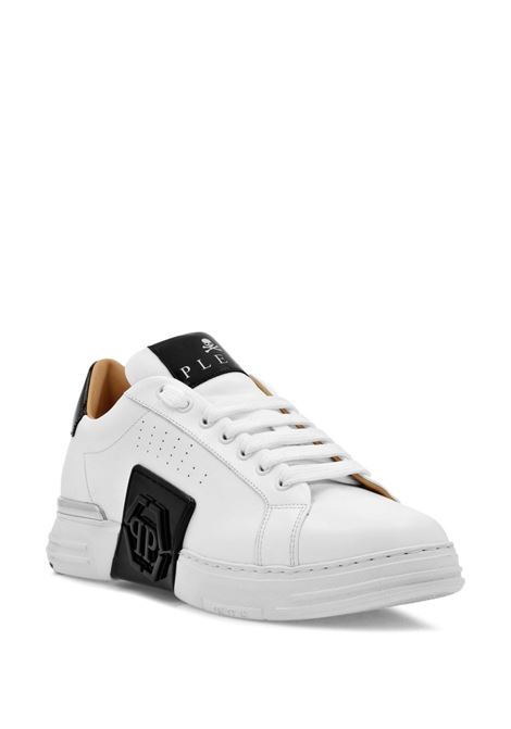 PHILIPP PLEIN Low-Top Leather Sneakers Phantom Kick$ Bianche - PHILIPP PLEIN In Saldo