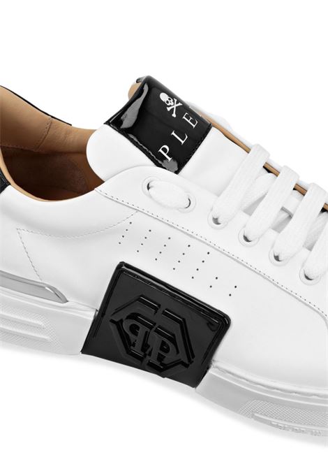 PHILIPP PLEIN Low-Top Leather Sneakers Phantom Kick$ Bianche - PHILIPP PLEIN In Saldo