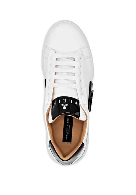 PHILIPP PLEIN Low-Top Leather Sneakers Phantom Kick$ Bianche - PHILIPP PLEIN In Saldo