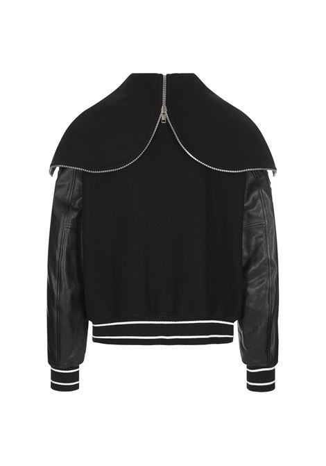GIVENCHY Bomber Nero In Lana e Pelle Con Cappuccio - GIVENCHY Black Friday