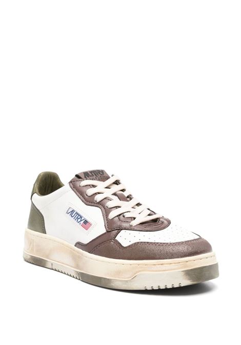 AUTRY Sneakers Medalist Low Super Vintage In Pelle Bianca Verde e Marrone - AUTRY Offerta Pasqua