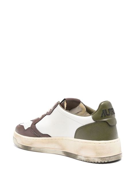 AUTRY Sneakers Medalist Low Super Vintage In Pelle Bianca Verde e Marrone - AUTRY Offerta Pasqua