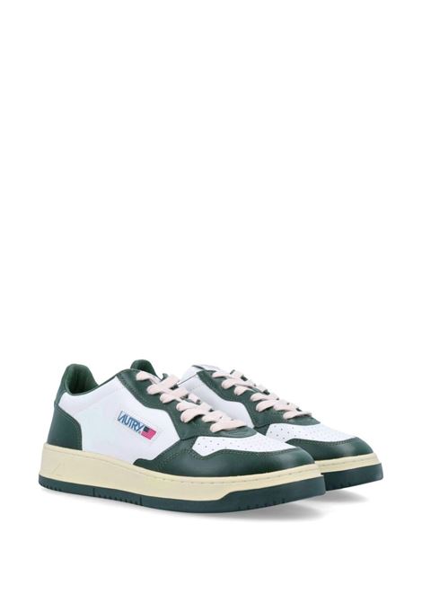 AUTRY Sneakers Medalist Low In Pelle Bicolor Bianca e Verde - AUTRY Offerta San Valentino