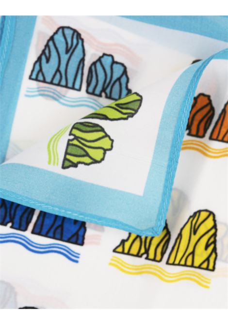 813 (OTTO TREDICI) Pochette In Seta Con Pattern Faraglioni in Azzurro/Multicolore - 813 (OTTO TREDICI) Offerta temporanea