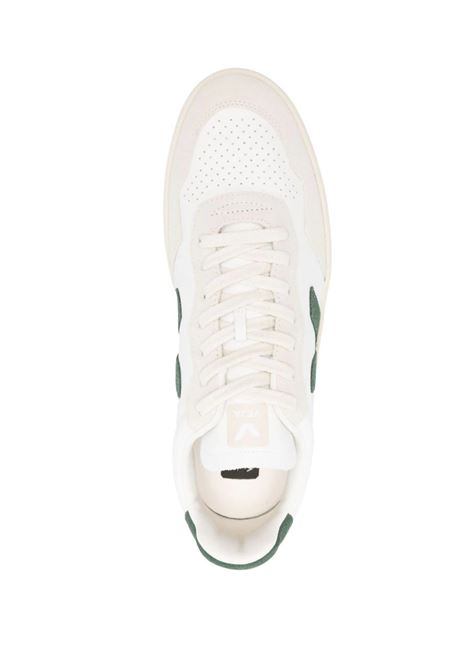 VEJA Sneakers V-90 In Pelle Bianca e Verde - VEJA Liquidazione