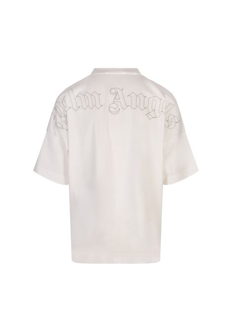 PALM ANGELS T-Shirt Bianca Con Monogram Ricamato - PALM ANGELS 50% di sconto con spedizione gratuita