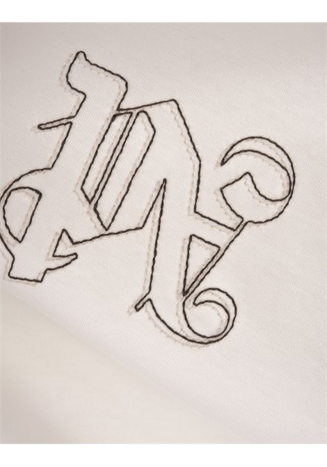 PALM ANGELS T-Shirt Bianca Con Monogram Ricamato - PALM ANGELS 50% di sconto con spedizione gratuita