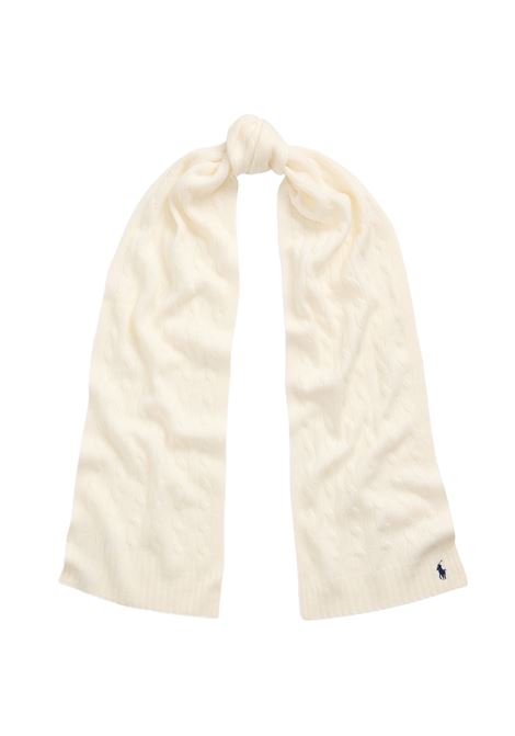RALPH LAUREN Sciarpa In Lana e Cashmere a Trecce Bianca - RALPH LAUREN Sconti questo mese