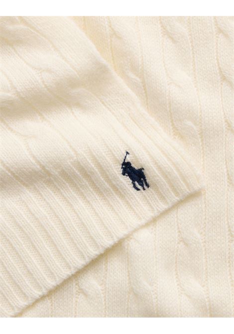 RALPH LAUREN Sciarpa In Lana e Cashmere a Trecce Bianca - RALPH LAUREN Sconti questo mese
