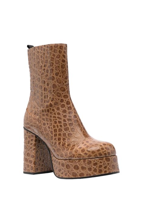 ETRO Stivaletti Platform In Pelle Stampata Marrone - ETRO Italy