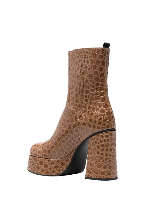 ETRO Stivaletti Platform In Pelle Stampata Marrone - ETRO Italy