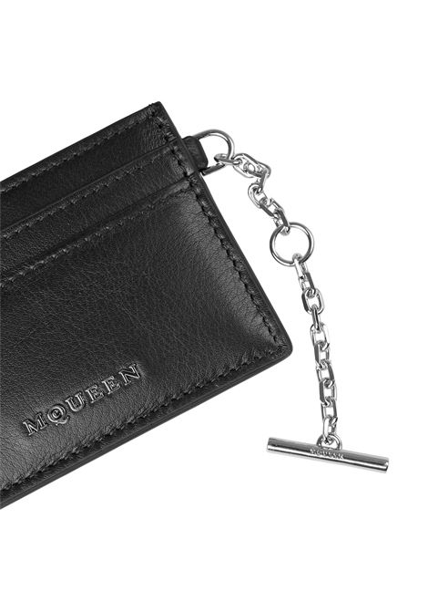 ALEXANDER MCQUEEN Portacarte Sling In Nero e Argento - ALEXANDER MCQUEEN Fino Al -60%
