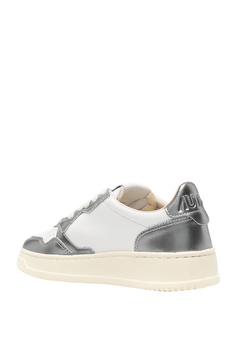AUTRY Sneakers Medalist Low In Pelle Bianca e Metallizzata Steel - AUTRY Economico