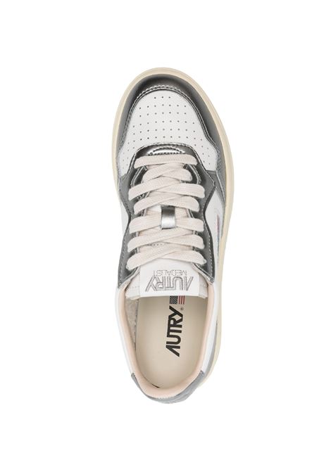 AUTRY Sneakers Medalist Low In Pelle Bianca e Metallizzata Steel - AUTRY Economico