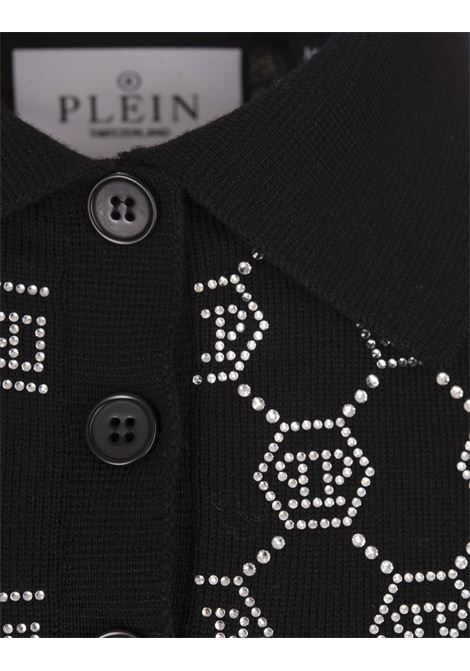 PHILIPP PLEIN Polo In Maglia Nera Con Monogram Di Strass - PHILIPP PLEIN Hotsell