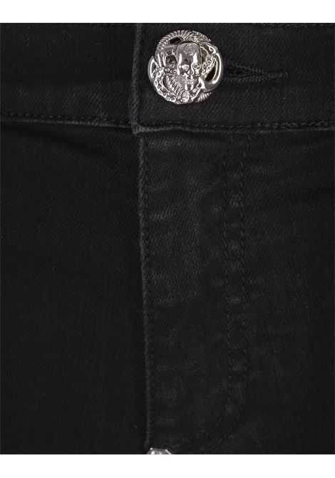 PHILIPP PLEIN Pantaloni Jegging Hexagon a Vita Alta In Denim Nero - PHILIPP PLEIN Offerte speciali