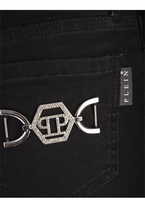 PHILIPP PLEIN Pantaloni Jegging Hexagon a Vita Alta In Denim Nero - PHILIPP PLEIN Offerte speciali