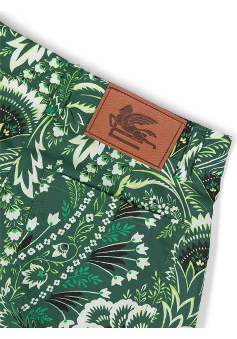 ETRO KIDS Shorts In Denim Verde Con Motivo Paisley - ETRO KIDS Ultimi due giorni