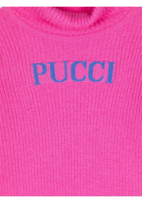 EMILIO PUCCI JUNIOR Maglione a Collo Alto Fucsia Con Logo - EMILIO PUCCI JUNIOR Fino al 55% di sconto