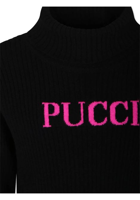 EMILIO PUCCI JUNIOR Maglione a Collo Alto Nero Con Logo - EMILIO PUCCI JUNIOR Discount Store per i nuovi prodotti