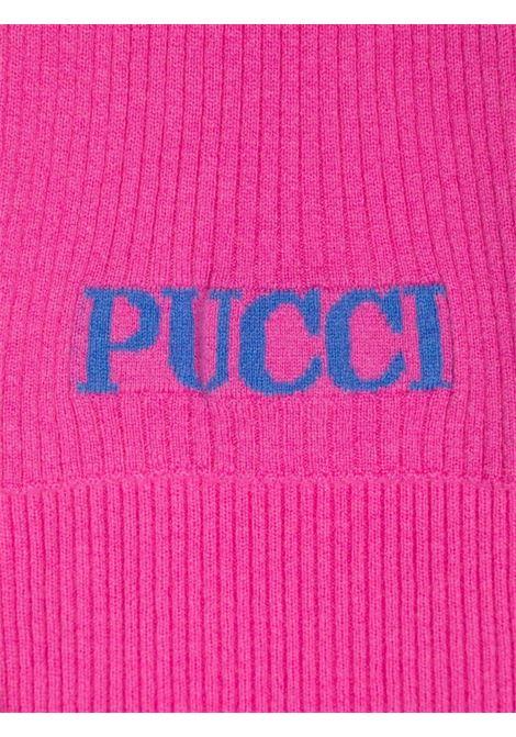 EMILIO PUCCI JUNIOR Sciarpa a Coste Fucsia Con Logo Azzurro - EMILIO PUCCI JUNIOR Enormi sconti
