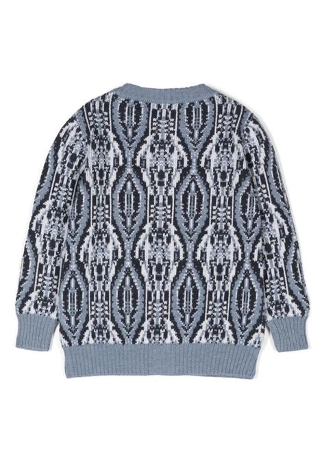 ETRO KIDS Cardigan In Lana Jacquard Azzurra Con Motivi Geometrici - ETRO KIDS Limitato a 3 giorni