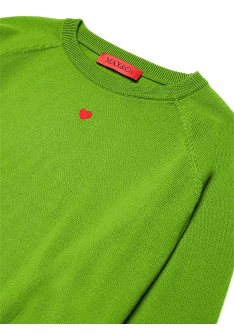 MAX&CO. KIDS Pullover In Lana Verde Con Cuore - MAX&CO. KIDS Soddisfazione Garantita