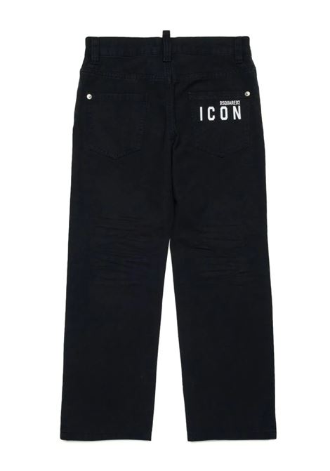 DSQUARED2 KIDS Jeans a Gamba Dritta Neri Ccon Logo Icon Dsquared2 - DSQUARED2 KIDS Consegna Veloce