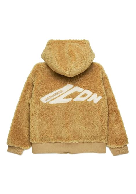 DSQUARED2 KIDS Giacca Con Cappuccio Icon In Teddy Beige - DSQUARED2 KIDS Fino Al -60%