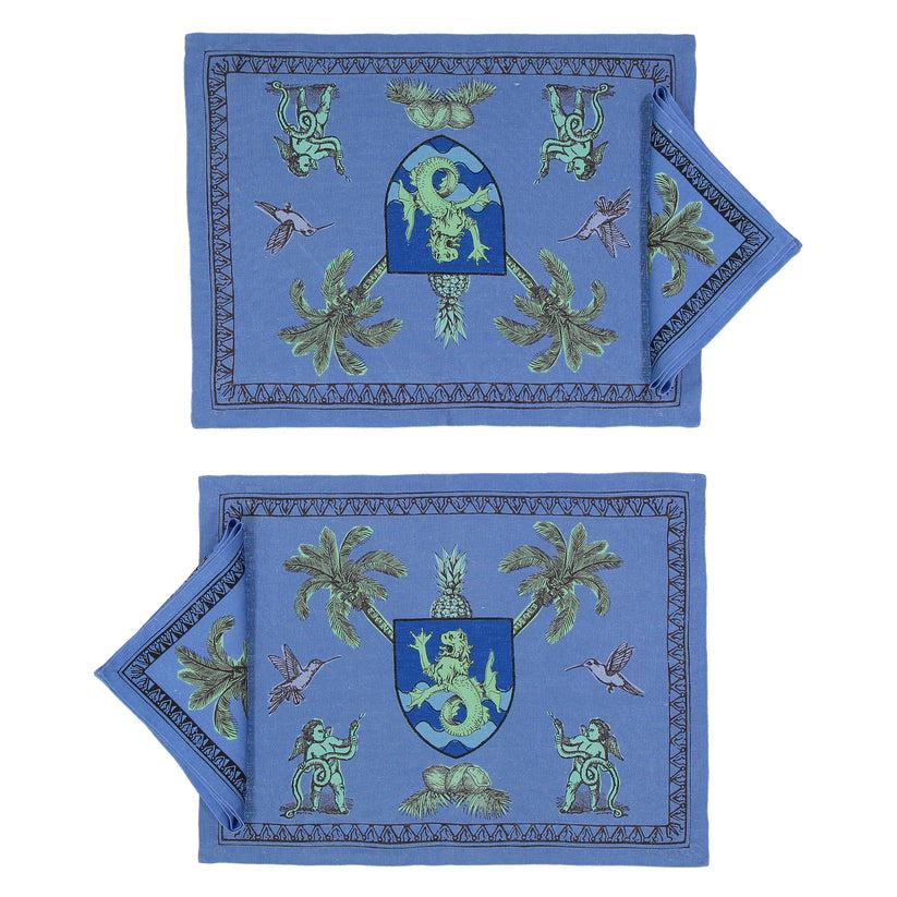 Sans Tabù Tovagliette Americane Blu in lino grezzo & 2 tovaglioli - Pop of Arms Acquista Ora