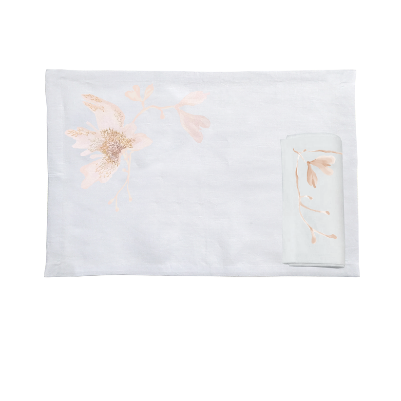 Sans Tabù Tovagliette Americane in lino grezzo & 2 tovaglioli - Peach Blossom Sconto