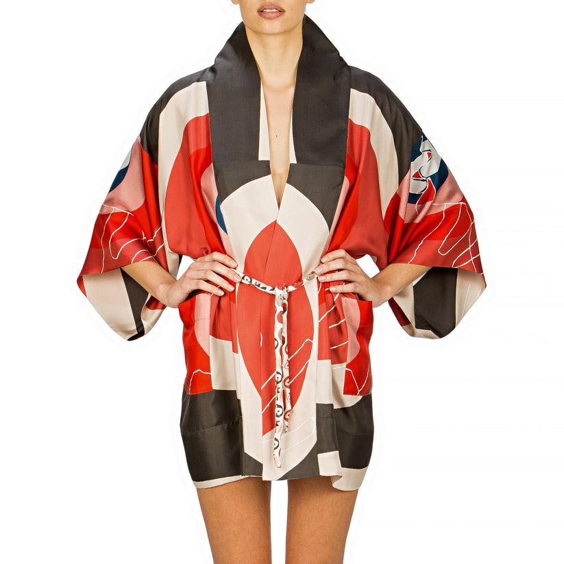 Sans Tabù Kimono corto pura seta manica lunga "Il bacio" – Steel Nuovo