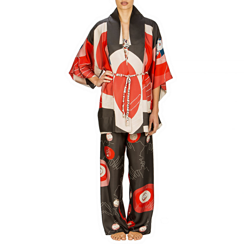 Sans Tabù Kimono corto pura seta manica lunga "Il bacio" – Steel Nuovo
