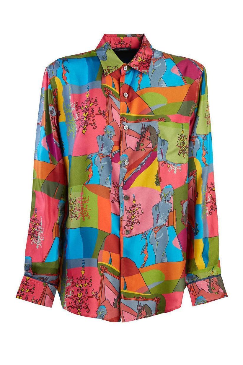 Sans Tabù Camicia in pura seta a maniche lunghe “Specchio delle mie brame” - Dark Rose Fino Al -60%