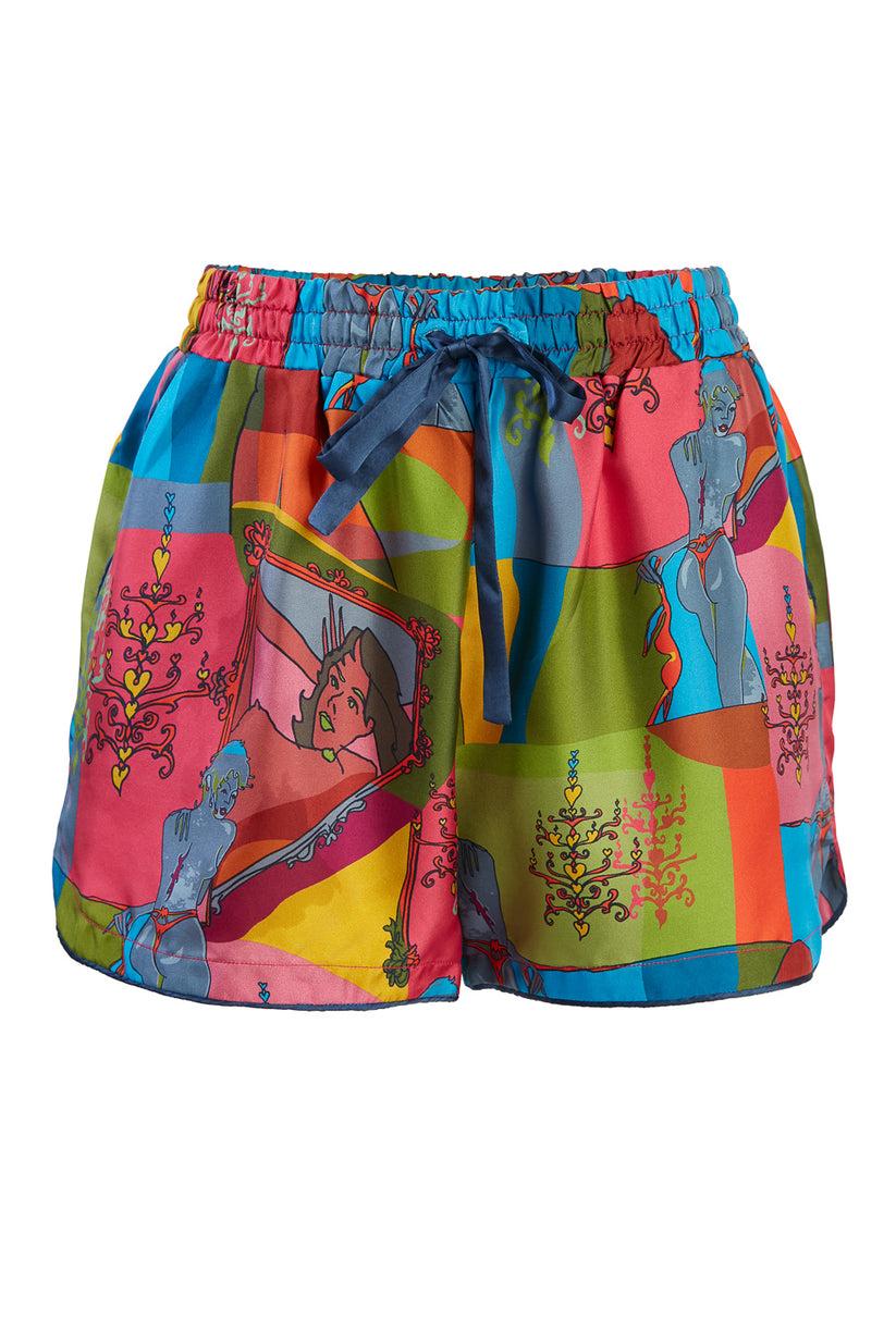 Sans Tabù Pantaloncini corti pura seta “Specchio delle mie brame” - Dark Rose Sottocosto