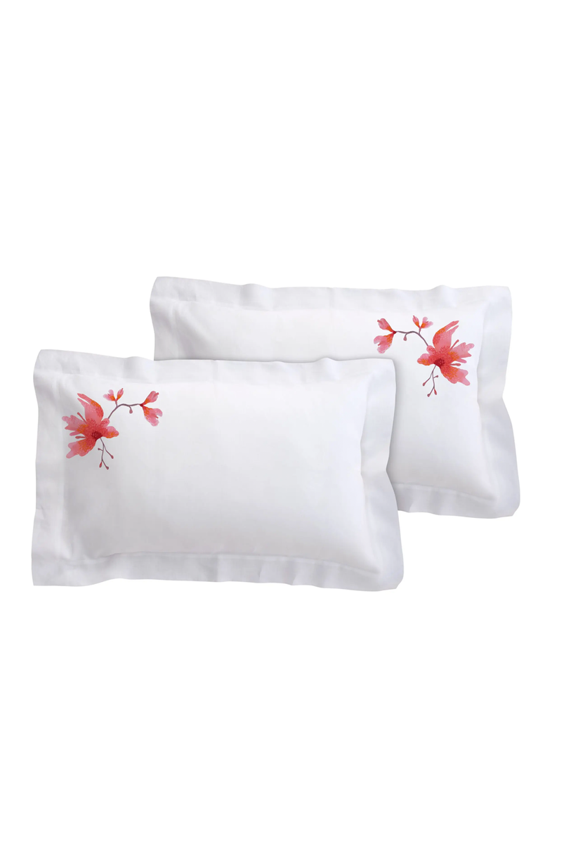 Sans Tabù Set 2 federe rettangolari in lino - White Peach Vendita Economica