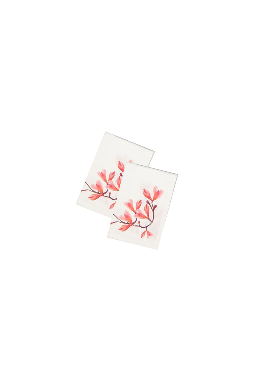 Sans Tabù Runner in lino grezzo ricamato & 2 tovaglioli - Peach Blossom In Saldo