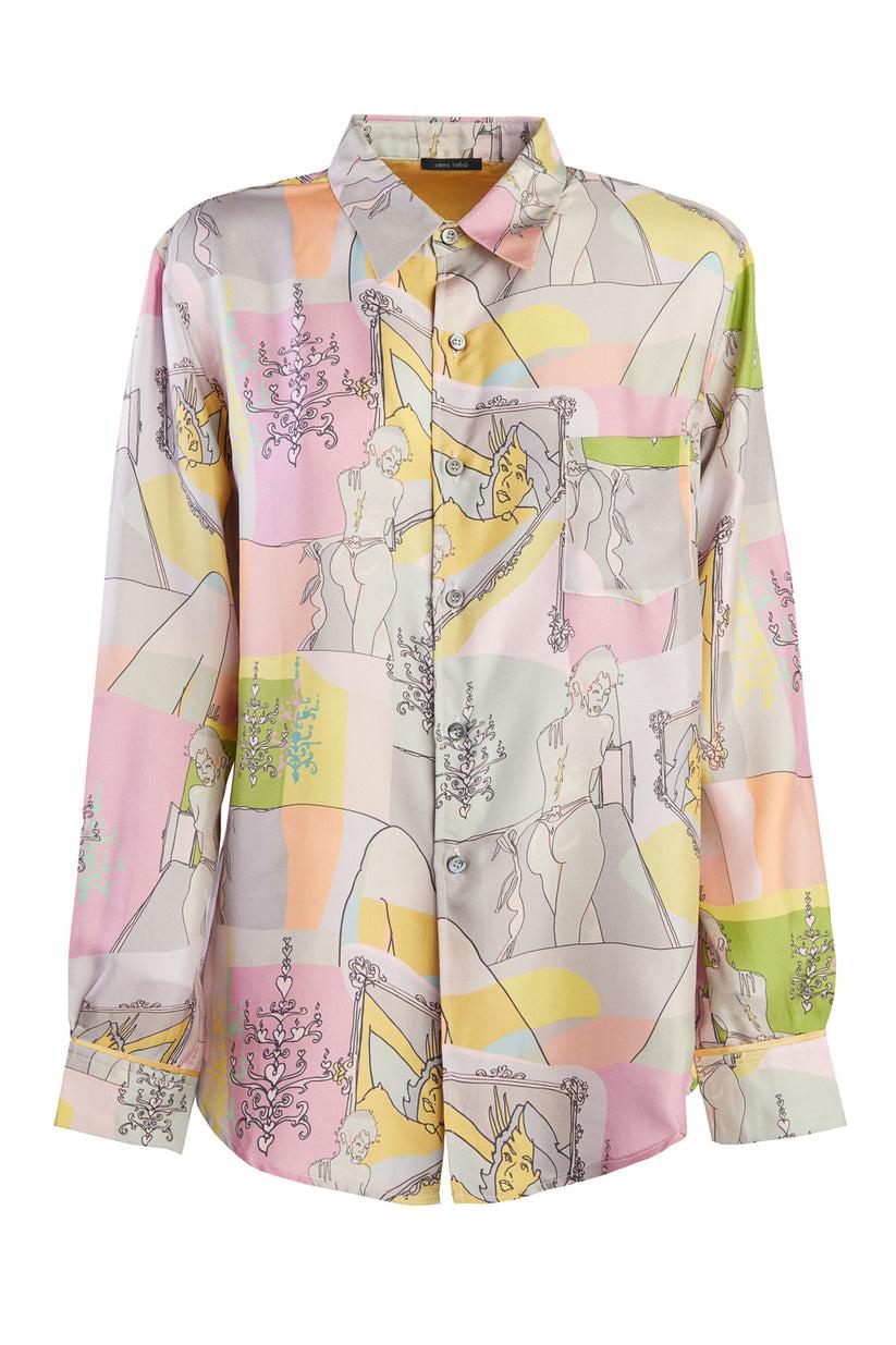 Sans Tabù Camicia in pura seta a maniche lunghe “Specchio Delle Mie Brame”- Rose Promozione