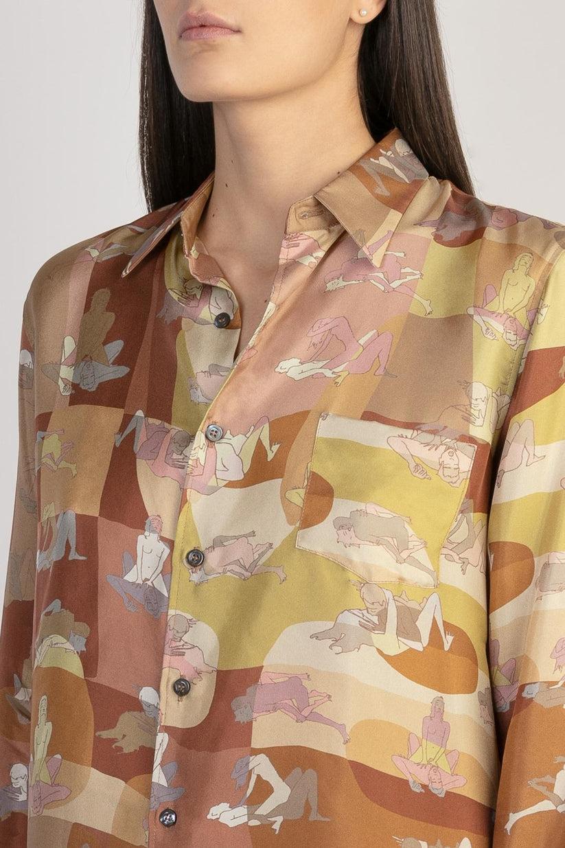 Sans Tabù Camicia in pura seta a maniche lunghe “L’amore” - Twilight Pezzi Unici