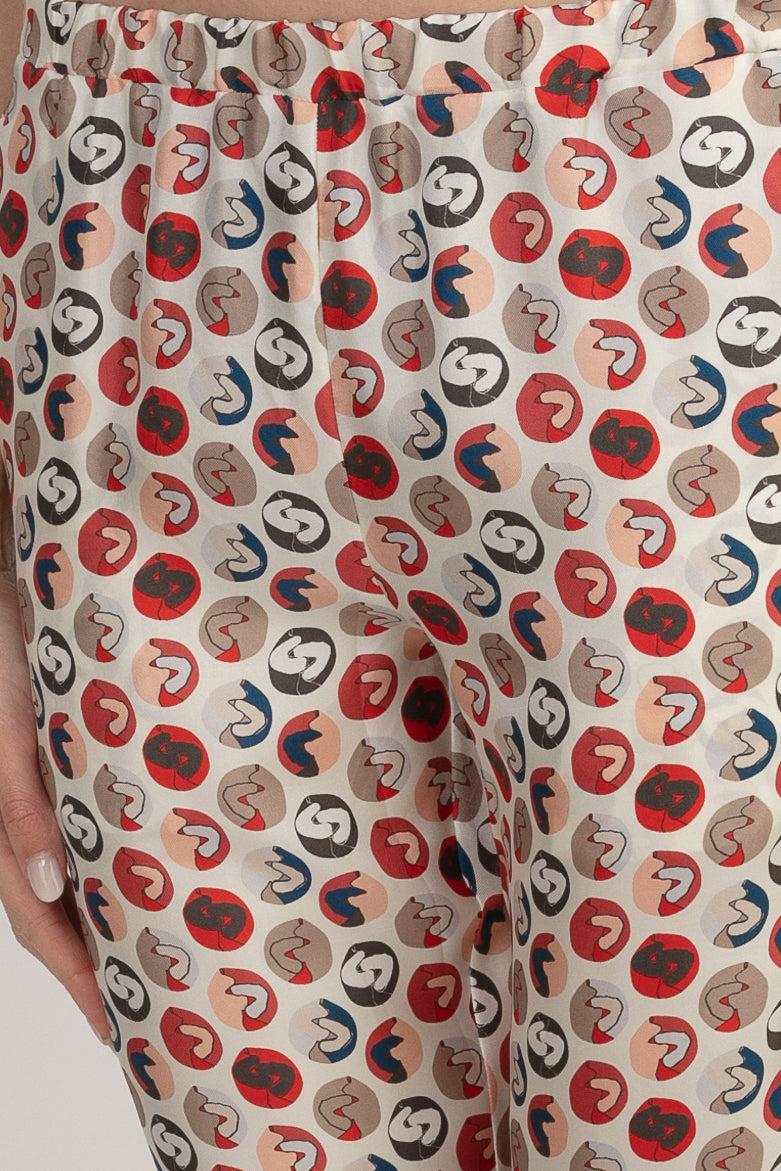 Sans Tabù Pantaloni lunghi in pura seta “Il Bacio Piccolo” - Steel Fino Al -60%