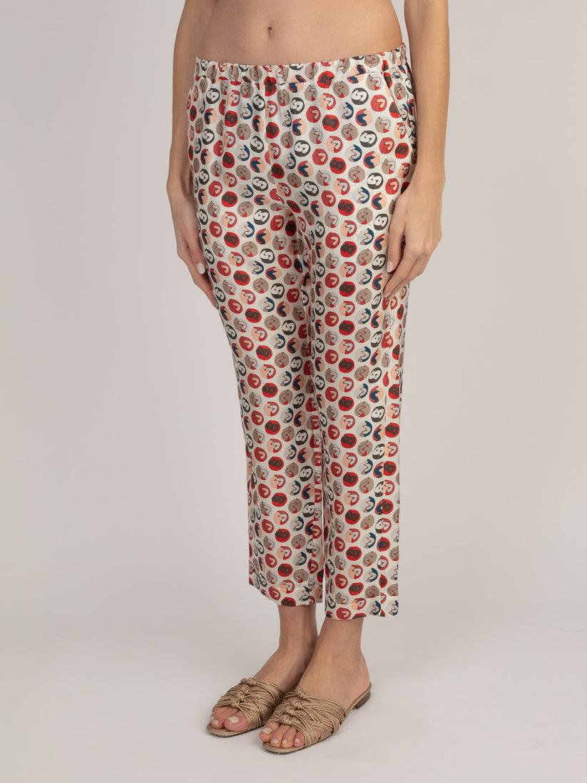 Sans Tabù Pantaloni lunghi in pura seta “Il Bacio Piccolo” - Steel Fino Al -60%
