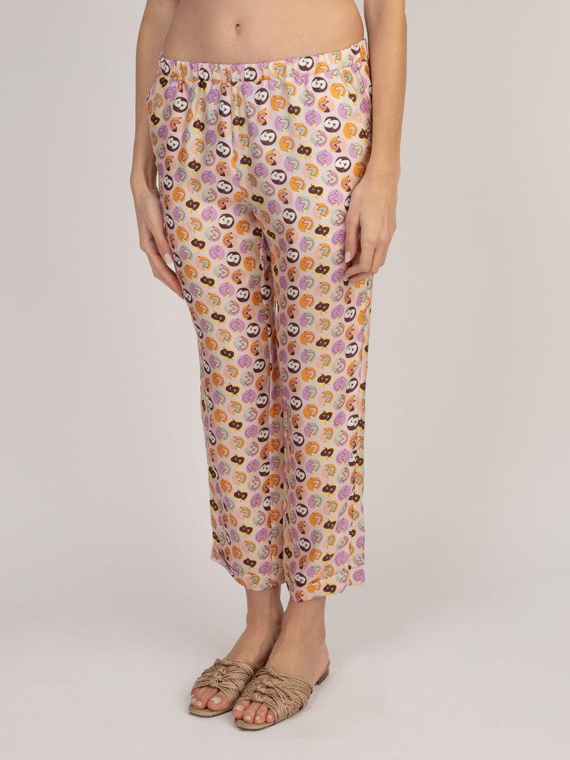 Sans Tabù Pantaloni lunghi in pura seta “Il Bacio Piccolo” - Nude Shopping Online