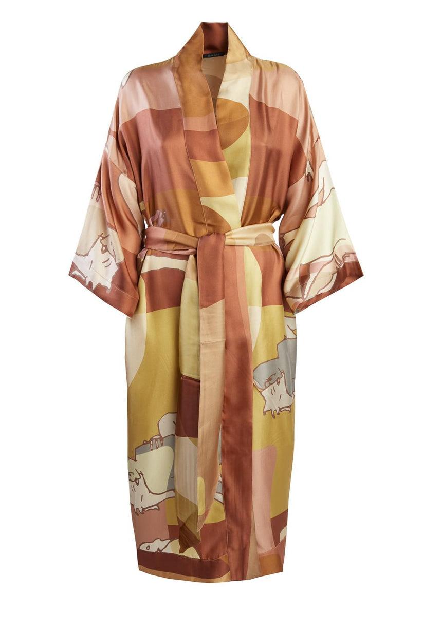 Sans Tabù Kimono lungo manica a ¾ pura seta "L'amore" - Twilight Prezzo Ridotto